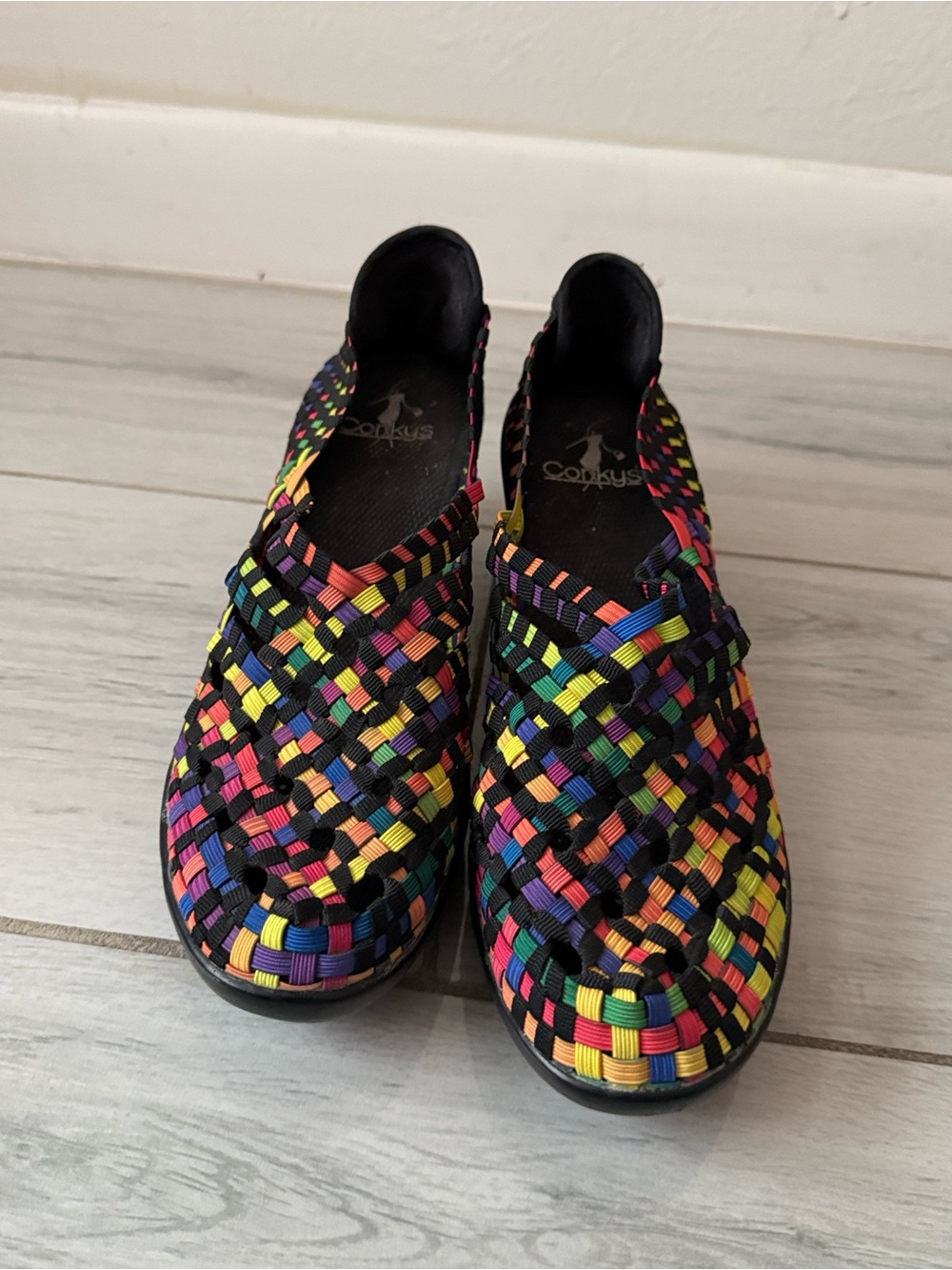 Corky's Multi Color Woven Hiking Wedge Shoes Size 8